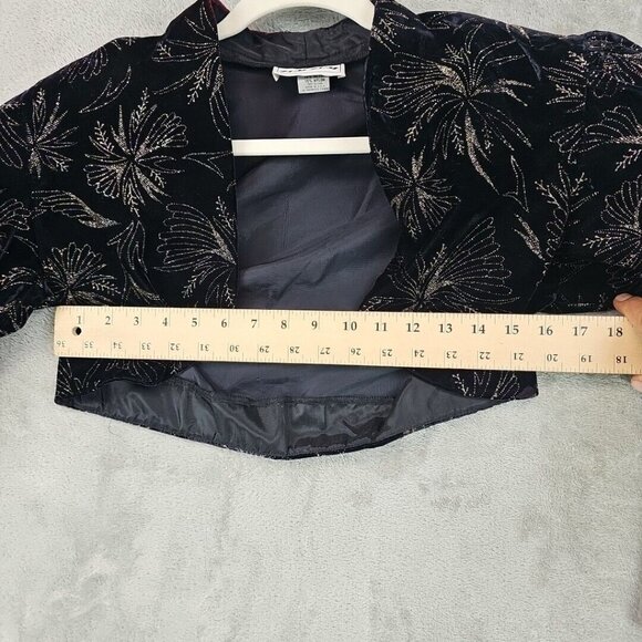 Vintage Zum Zum Jacket Womens S Black Velvet Gold Glitter Shoulder Pads Evening - Picture 8 of 9